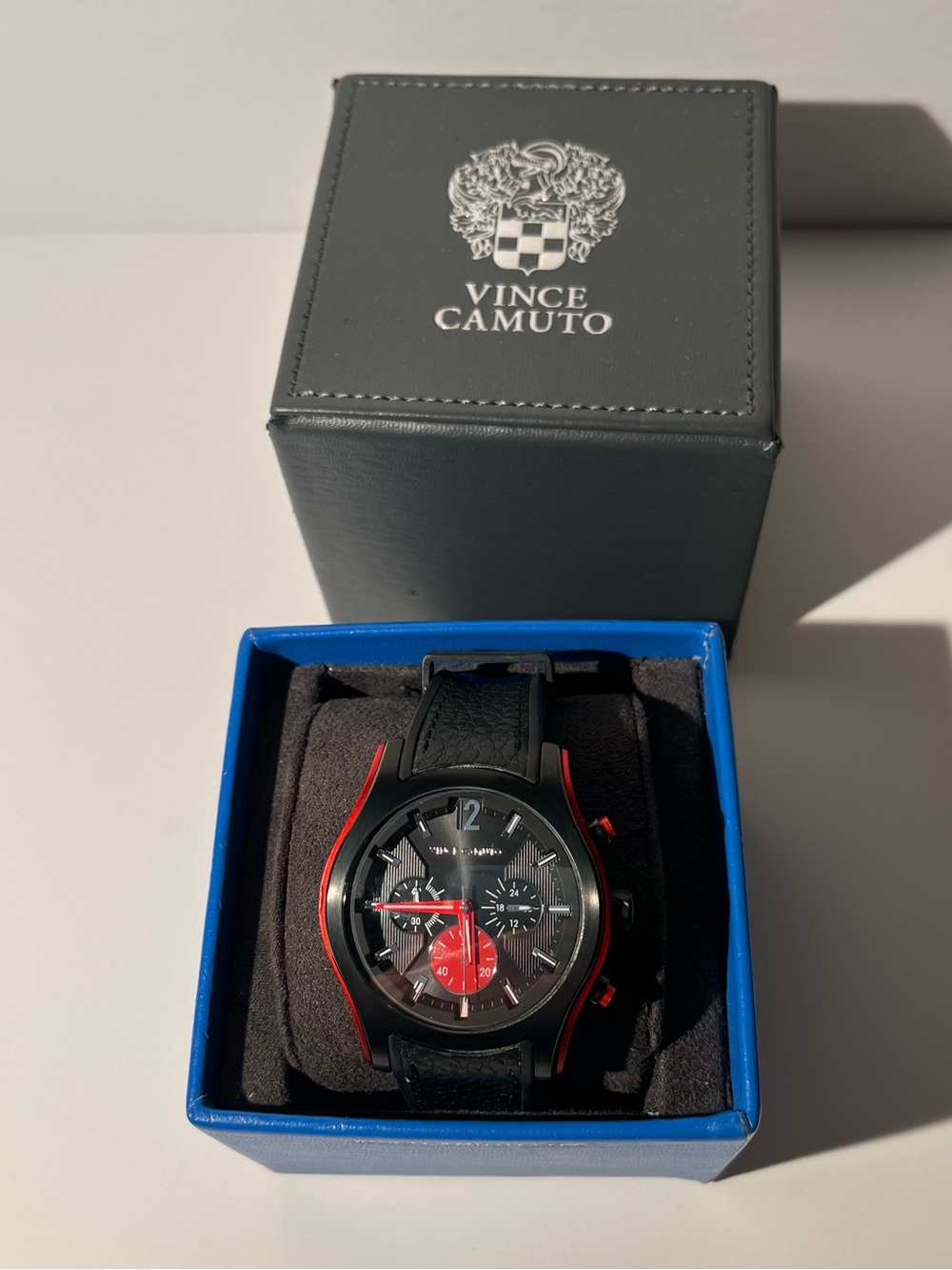Vince Camuto Black and Red Men's Sport Chronograph Watch